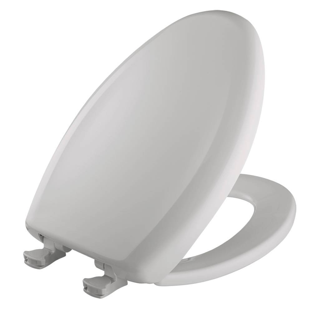 Bemis Elongated Plastic Toilet Seat in Crane White with STA-TITE Seat Fastening System, Easy-Clean and Change and Whisper-Close Hinge