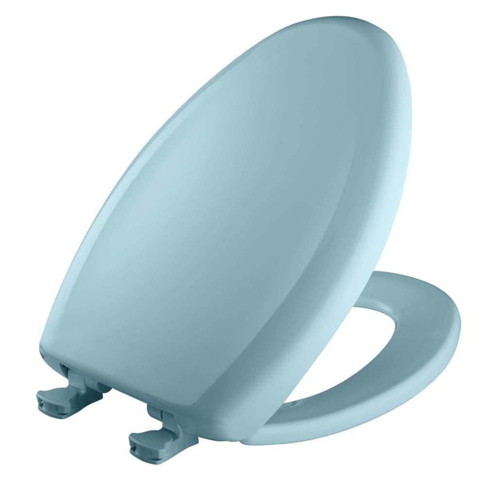 Bemis Elongated Plastic Toilet Seat in Regency Blue with STA-TITE Seat Fastening System, Easy-Clean and Change and Whisper-Close Hinge