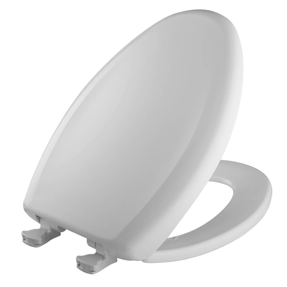 Bemis Elongated Plastic Toilet Seat in Euro White with STA-TITE Seat Fastening System, Easy-Clean and Change and Whisper-Close Hinge