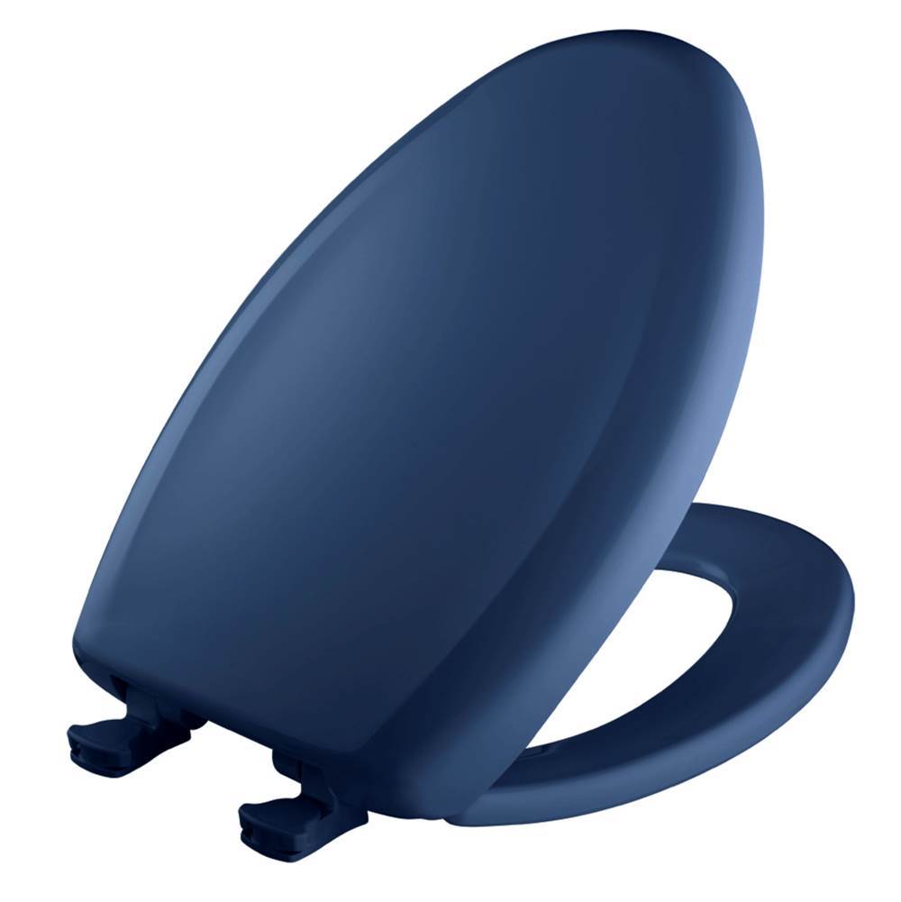 Bemis Elongated Plastic Toilet Seat in Colonial Blue with STA-TITE Seat Fastening System, Easy-Clean and Change and Whisper-Close Hinge