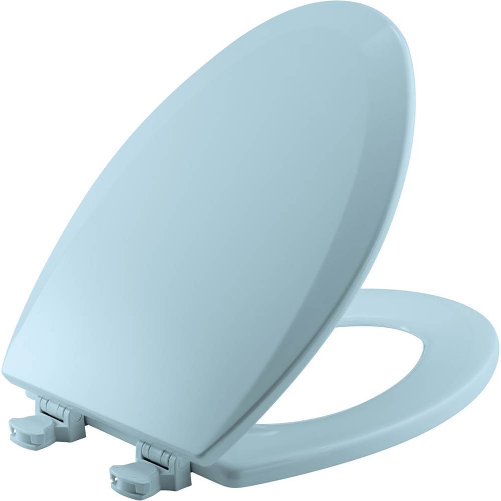 Bemis Elongated Enameled Wood Toilet Seat in Dresden Blue with Easy-Clean and Change Hinge