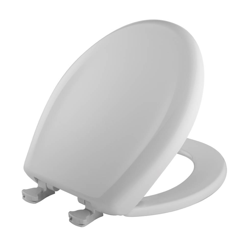 Bemis Round Plastic Toilet Seat in Crane White with STA-TITE Seat Fastening System, Easy-Clean and Change and Whisper-Close Hinge