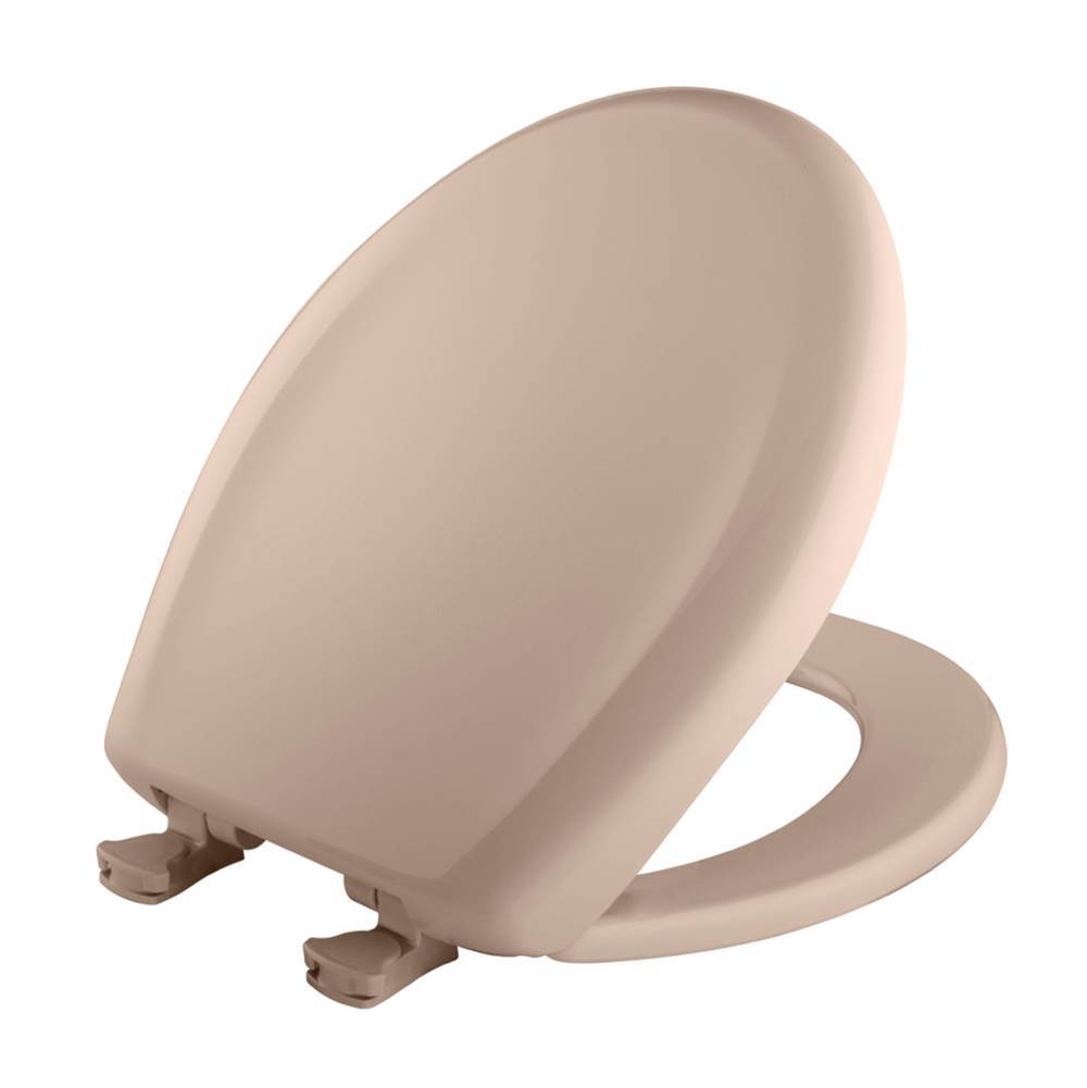 Bemis Round Plastic Toilet Seat in Fawn Beige with STA-TITE Seat Fastening System, Easy-Clean and Change and Whisper-Close Hinge