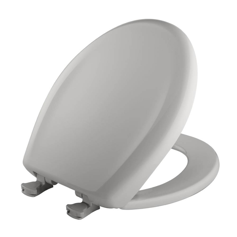 Bemis Round Plastic Toilet Seat in Silver with STA-TITE Seat Fastening System, Easy-Clean and Change and Whisper-Close Hinge