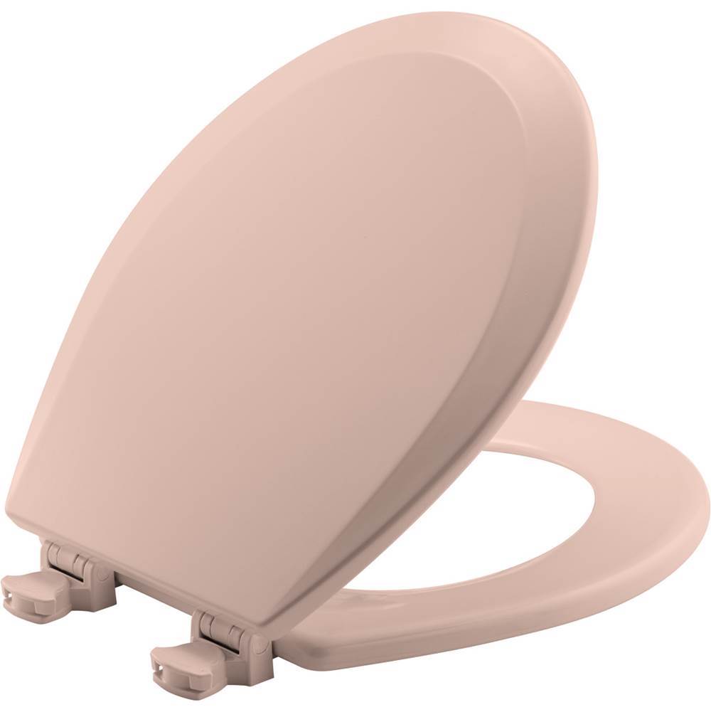 Bemis Round Enameled Wood Toilet Seat in Venetian Pink with Easy-Clean and Change Hinge