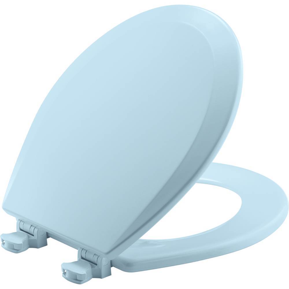 Bemis Round Enameled Wood Toilet Seat in Dresden Blue with Easy-Clean and Change Hinge