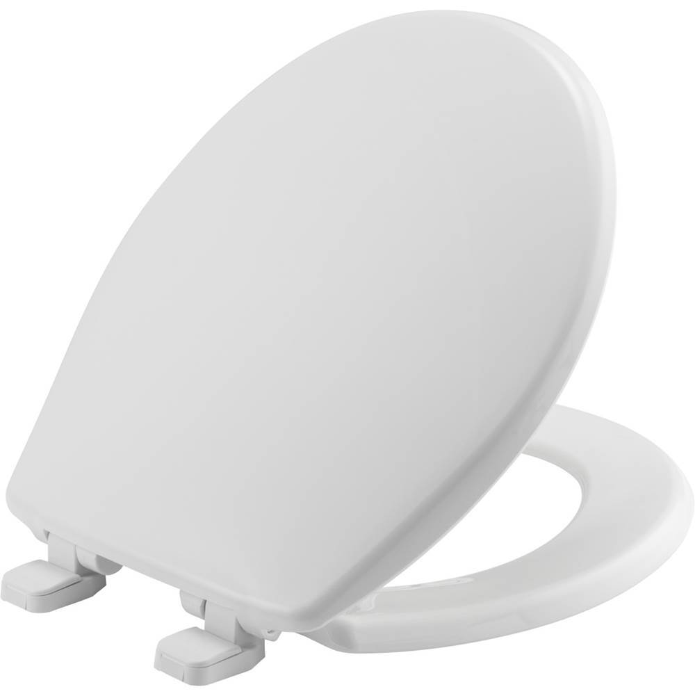 Bemis Round Hospitality Plastic Toilet Seat in White with STA-TITE Seat Fastening System and Whisper-Close Hinge