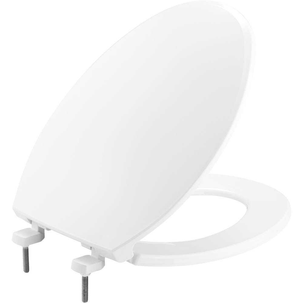 Bemis Elongated Hospitality Plastic Toilet Seat in White with STA-TITE Commercial Fastening System