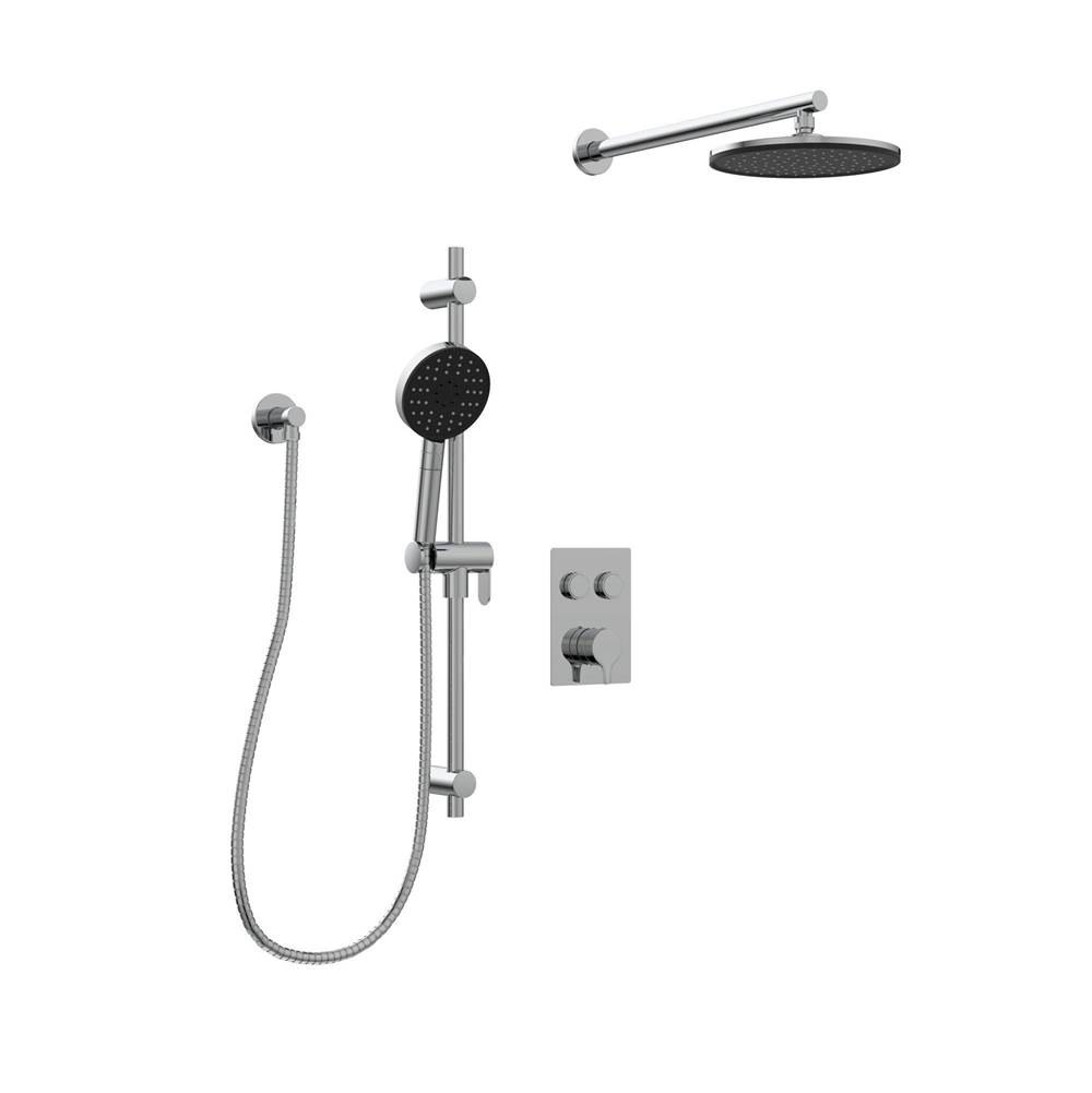 Belanger Nobua Shower Trim Kit w/2-way Push Button Thermo Valve Trim, Hand Shower & WM Rain Shower Head  - Valve Required