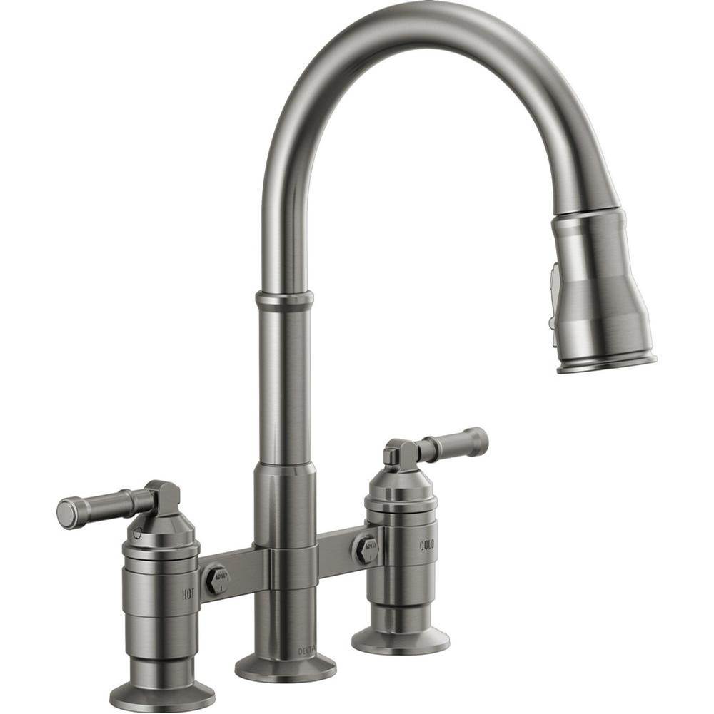 Delta Canada Broderick™ Two Handle Pull-Down Bridge Kitchen Faucet