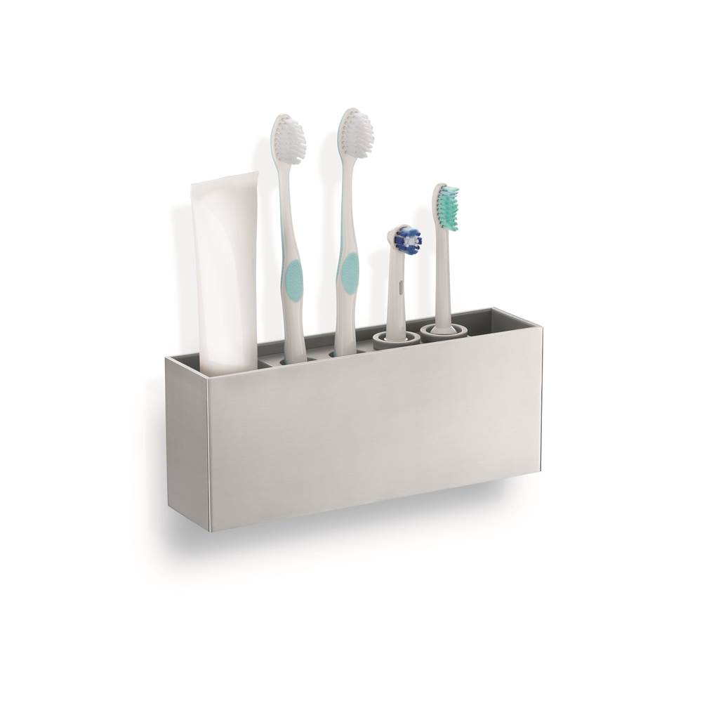 Zack 3.25'' x 8'' x 2.25'' Xero Toothbrush Holder - Stainless Steel