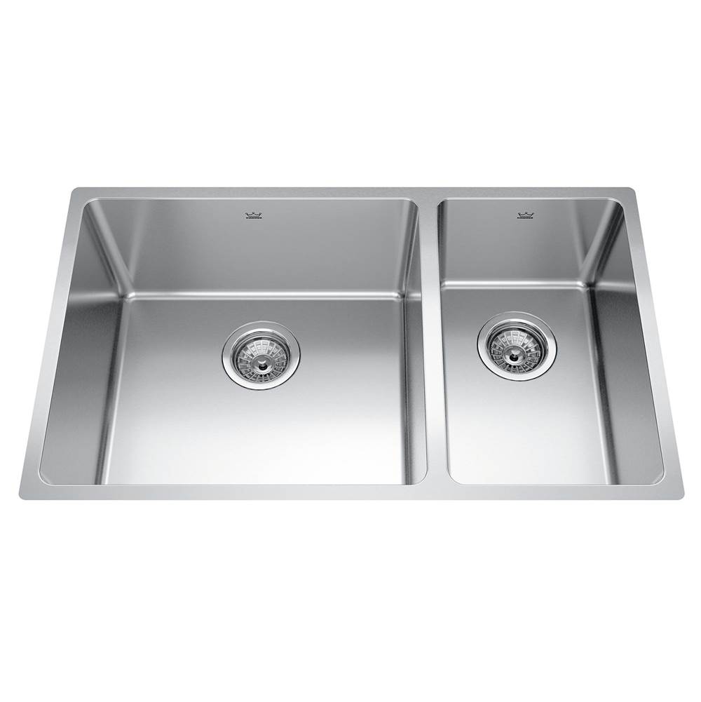 Kindred Canada Brookmore 30.6-in LR x 18.2-in FB Undermount Double Bowl Stainless Steel Kitchen Sink