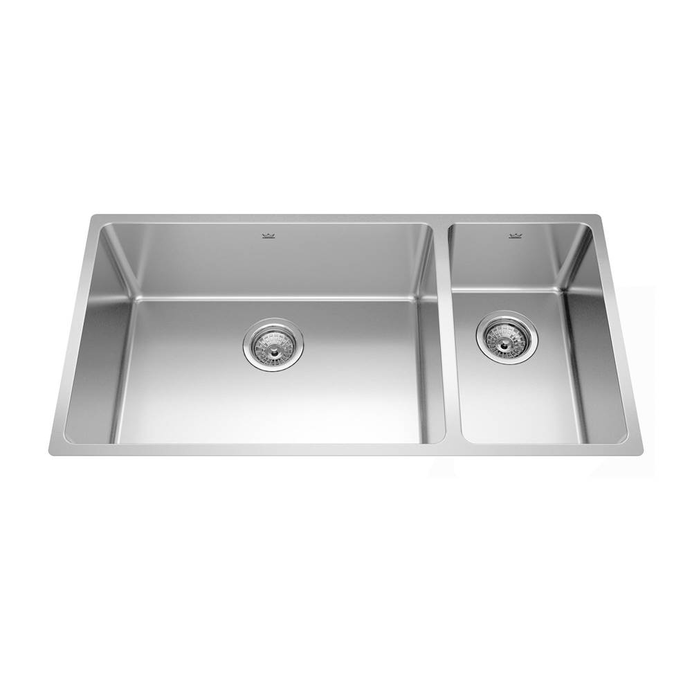 Kindred Canada Brookmore 35.6-in LR x 18.2-in FB Undermount Double Bowl Stainless Steel Kitchen Sink