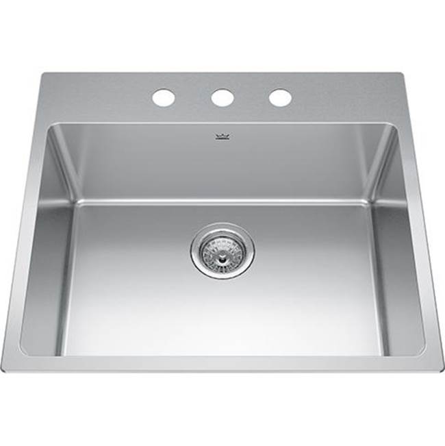 Kindred Canada Brookmore 25.1-in LR x 22.1-in FB Drop in Single Bowl Stainless Steel Kitchen Sink