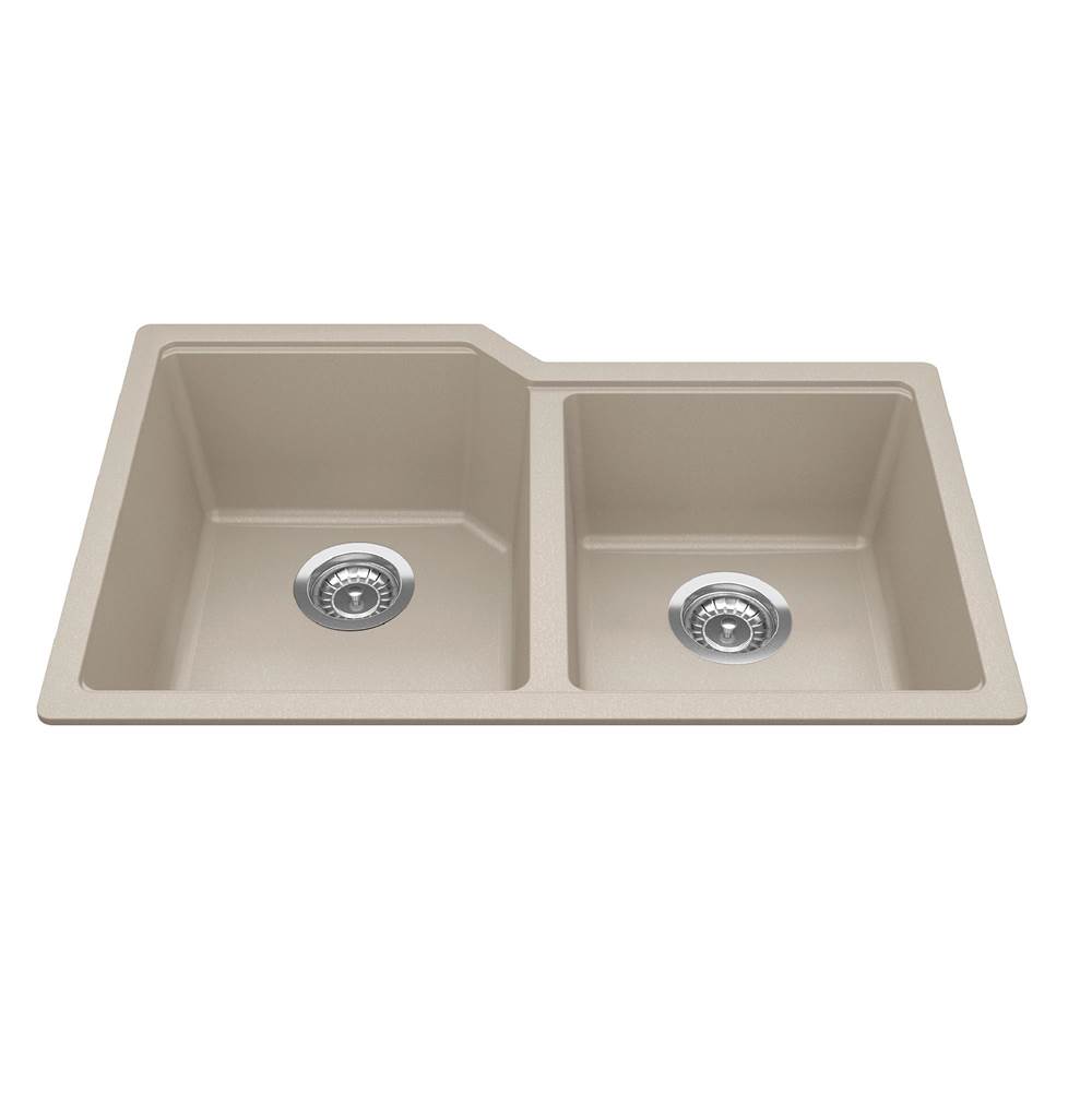 Kindred Canada Granite Series 30.69-in LR x 19.69-in FB Undermount Double Bowl Granite Kitchen Sink in Champagne
