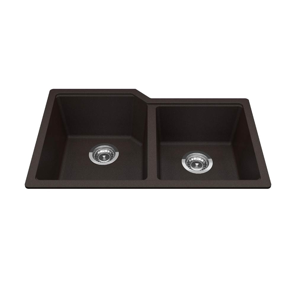 Kindred Canada Granite Series 30.69-in LR x 19.69-in FB Undermount Double Bowl Granite Kitchen Sink in Mocha