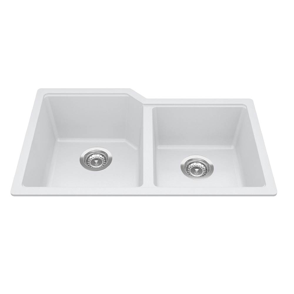 Kindred Canada Granite Series 30.69-in LR x 19.69-in FB Undermount Double Bowl Granite Kitchen Sink in Polar White
