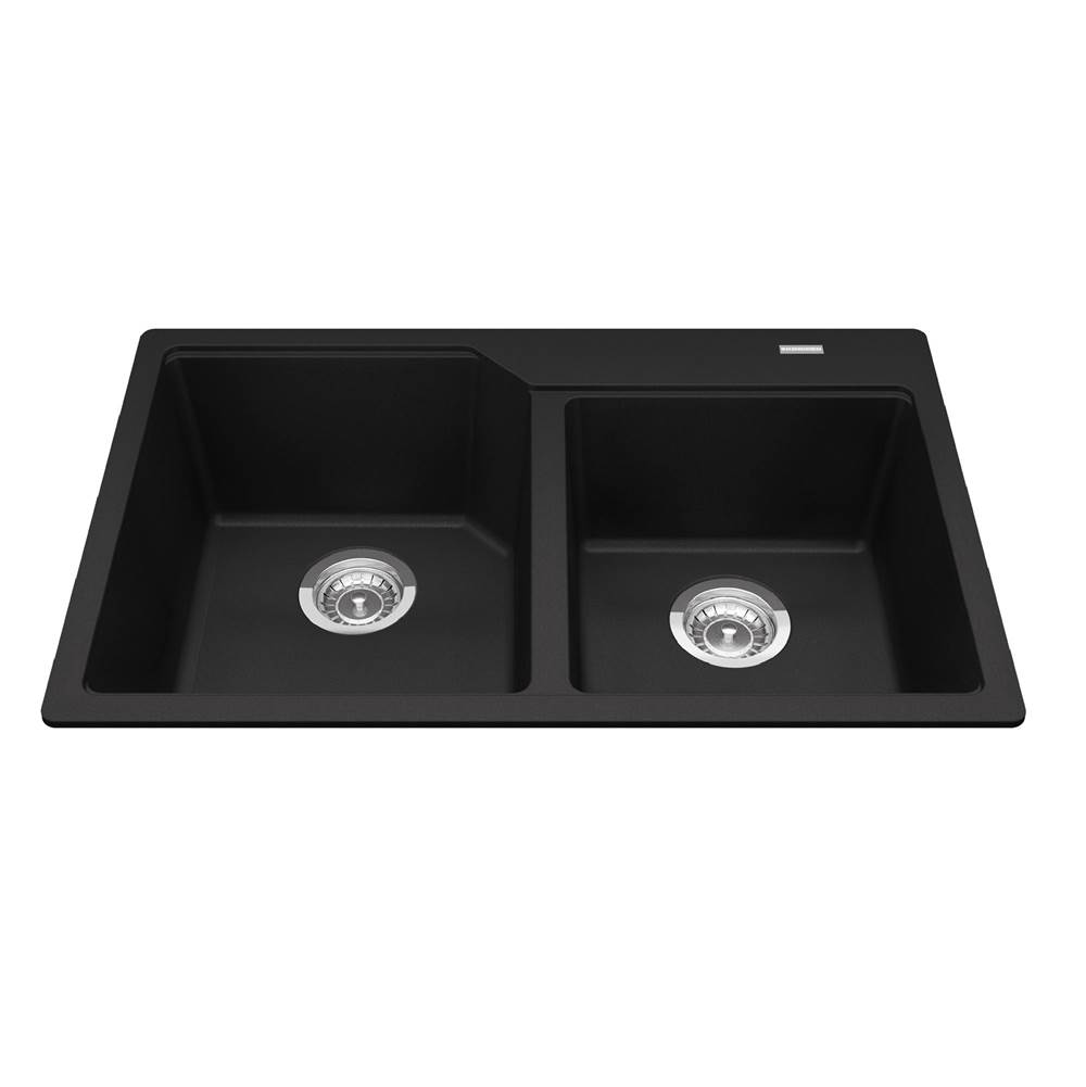 Kindred Canada Granite Series 30.69-in LR x 19.69-in FB Drop In Double Bowl Granite Kitchen Sink in Matte Black