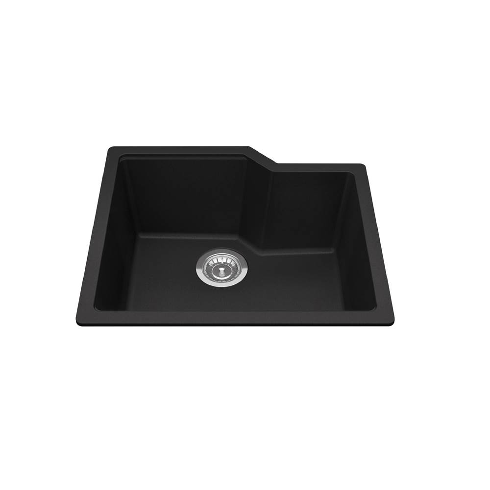 Kindred Canada Granite Series 22.06-in LR x 19.69-in FB Undermount Single Bowl Granite Kitchen Sink in Matte Black