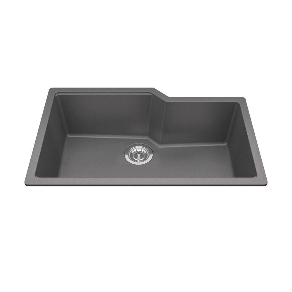 Kindred Canada Granite Series 30.69-in LR x 19.69-in FB Undermount Single Bowl Granite Kitchen Sink in Stone Grey