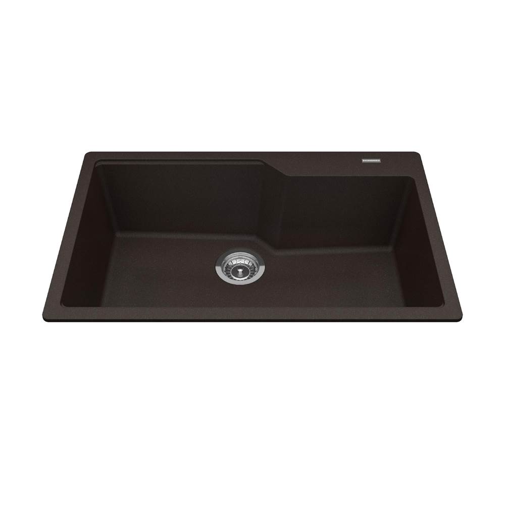 Kindred Canada Granite Series 30.7-in LR x 19.69-in FB Drop In Single Bowl Granite Kitchen Sink in Mocha