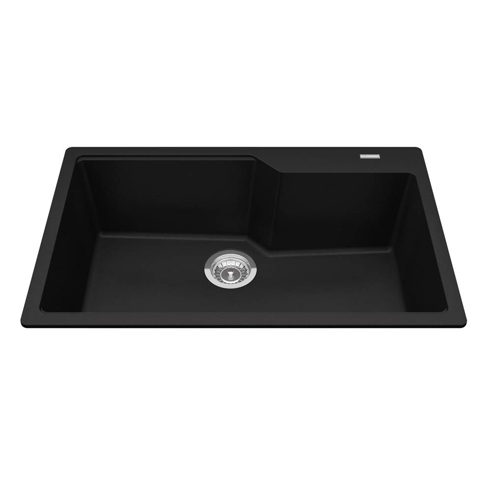 Kindred Canada Granite Series 30.7-in LR x 19.69-in FB Drop In Single Bowl Granite Kitchen Sink in Matte Black