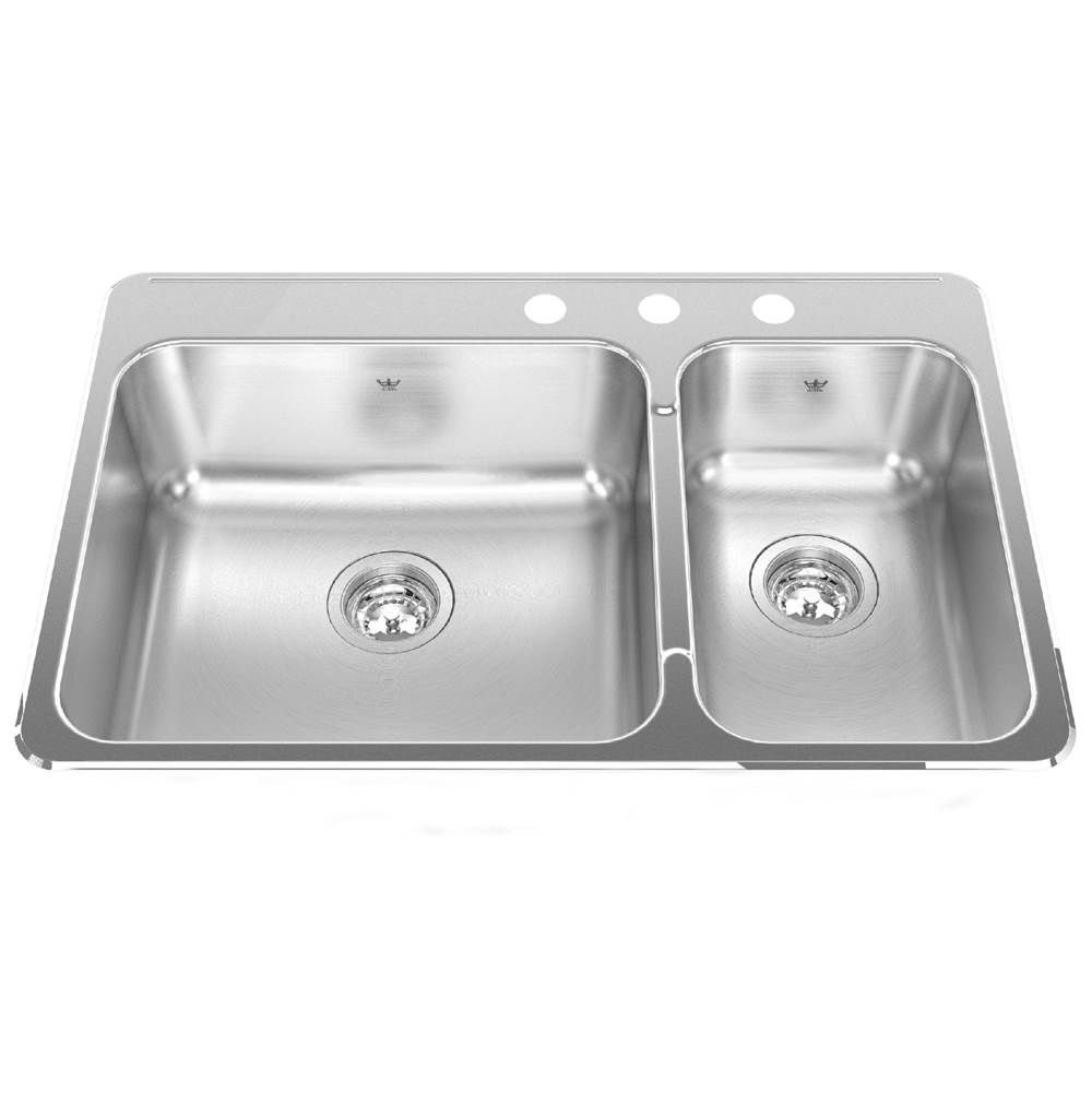 Kindred Canada Steel Queen 31.25-in LR x 20.5-in FB Drop In Double Bowl 3-Hole Stainless Steel Kitchen Sink