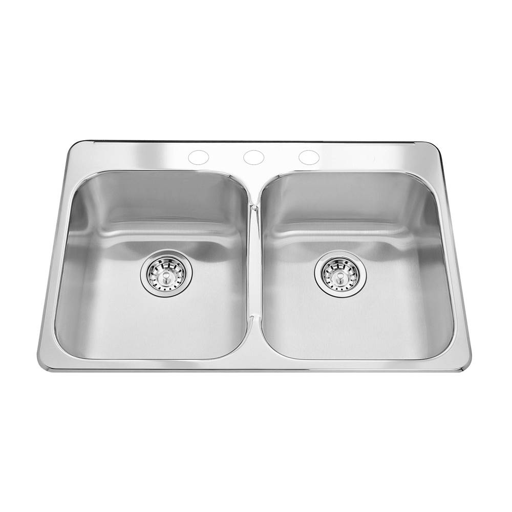 Kindred Canada Steel Queen 31.25-in LR x 20.5-in FB Drop In Double Bowl 3-Hole Stainless Steel Kitchen Sink
