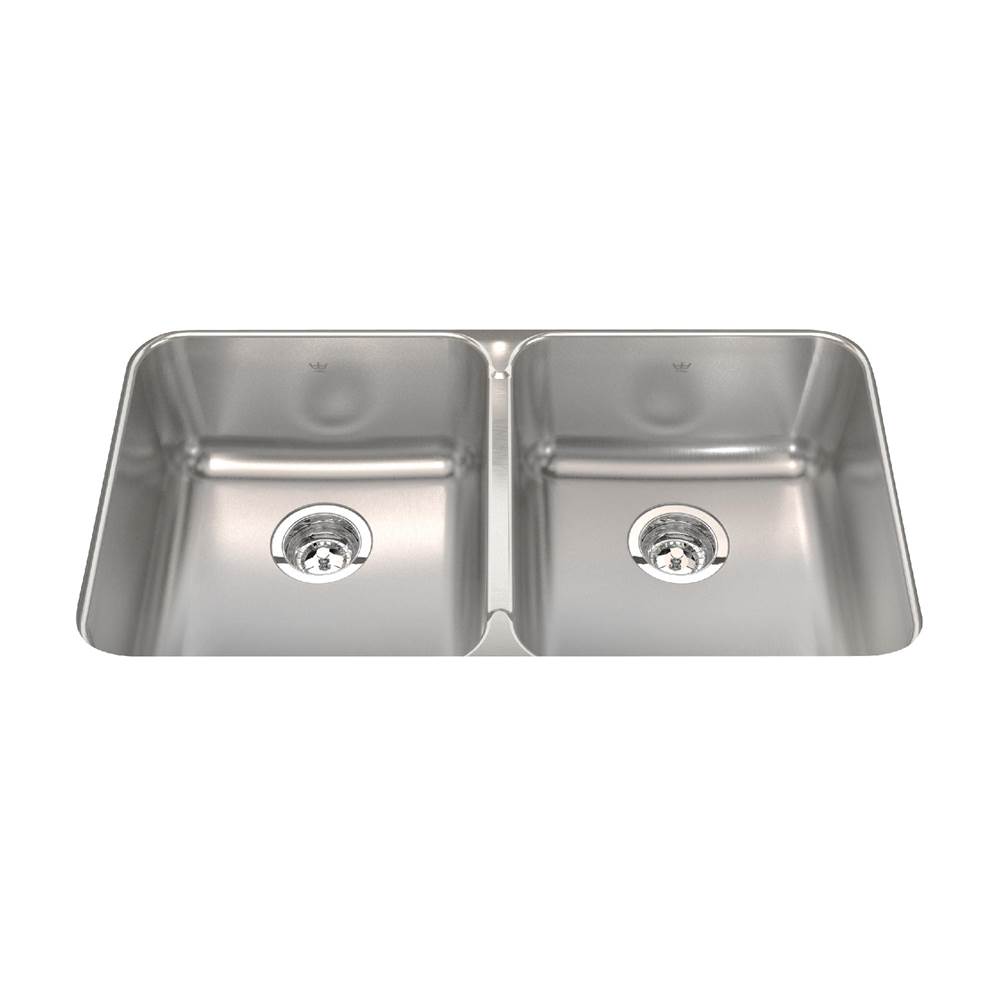 Kindred Canada Steel Queen 32.88-in LR x 18.75-in FB Undermount Double Bowl Stainless Steel Kitchen Sink