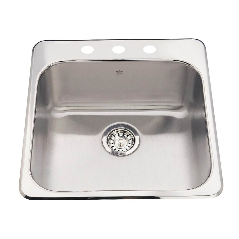 Kindred Canada Steel Queen 20-in LR x 20.5-in FB Drop In Single Bowl 3-Hole Stainless Steel Kitchen Sink