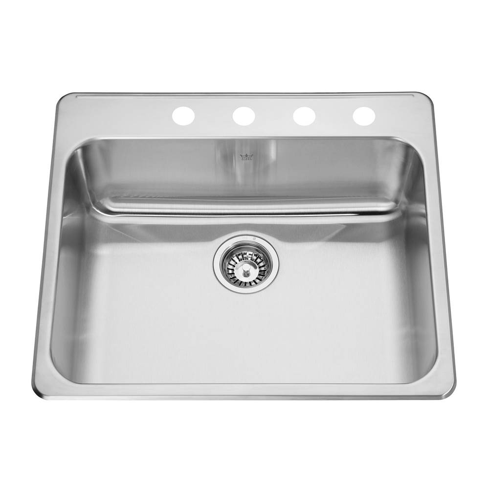 Kindred Canada Steel Queen 25.25-in LR x 22-in FB Drop In Single Bowl 4-Hole Stainless Steel Kitchen Sink