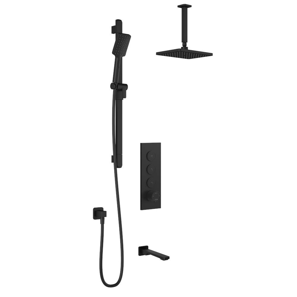 Kalia KAREO™ TB3 AQUATONIK™ T/P Push-Button Shower System with Vertical Ceiling Arm Matte Black