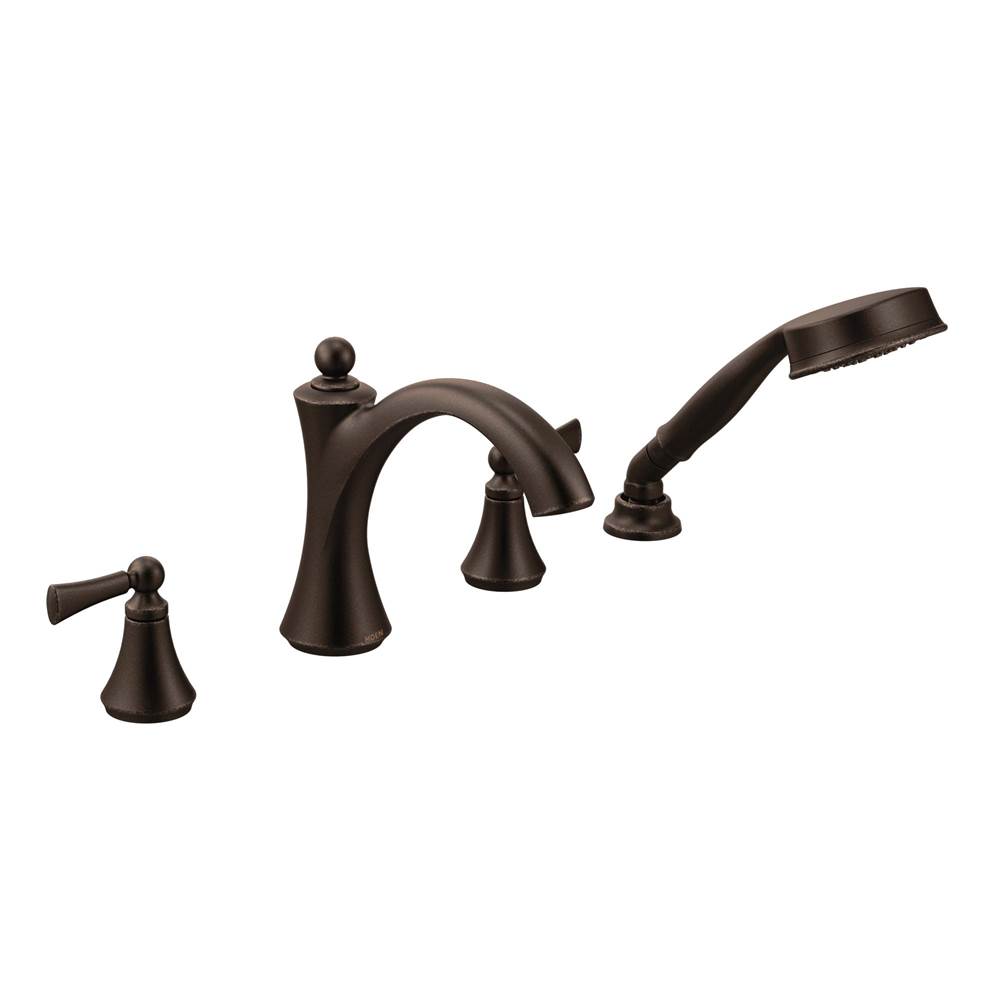 Moen Canada Wynford Oil Rubbed Bronze Two-Handle Diverter Roman Tub Faucet Includes Hand Shower