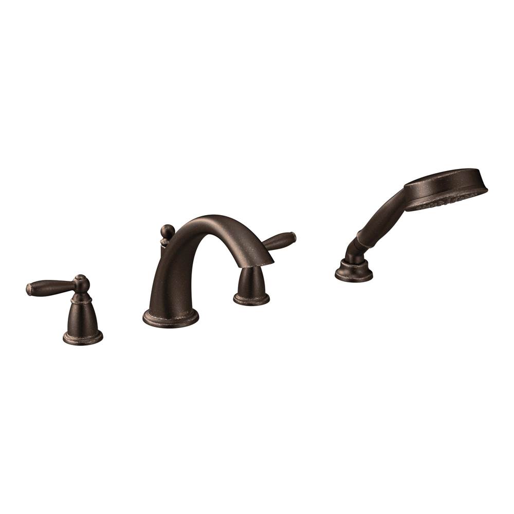 Moen Canada Brantford Oil Rubbed Bronze Two-Handle Low Arc Roman Tub Faucet Includes Hand Shower