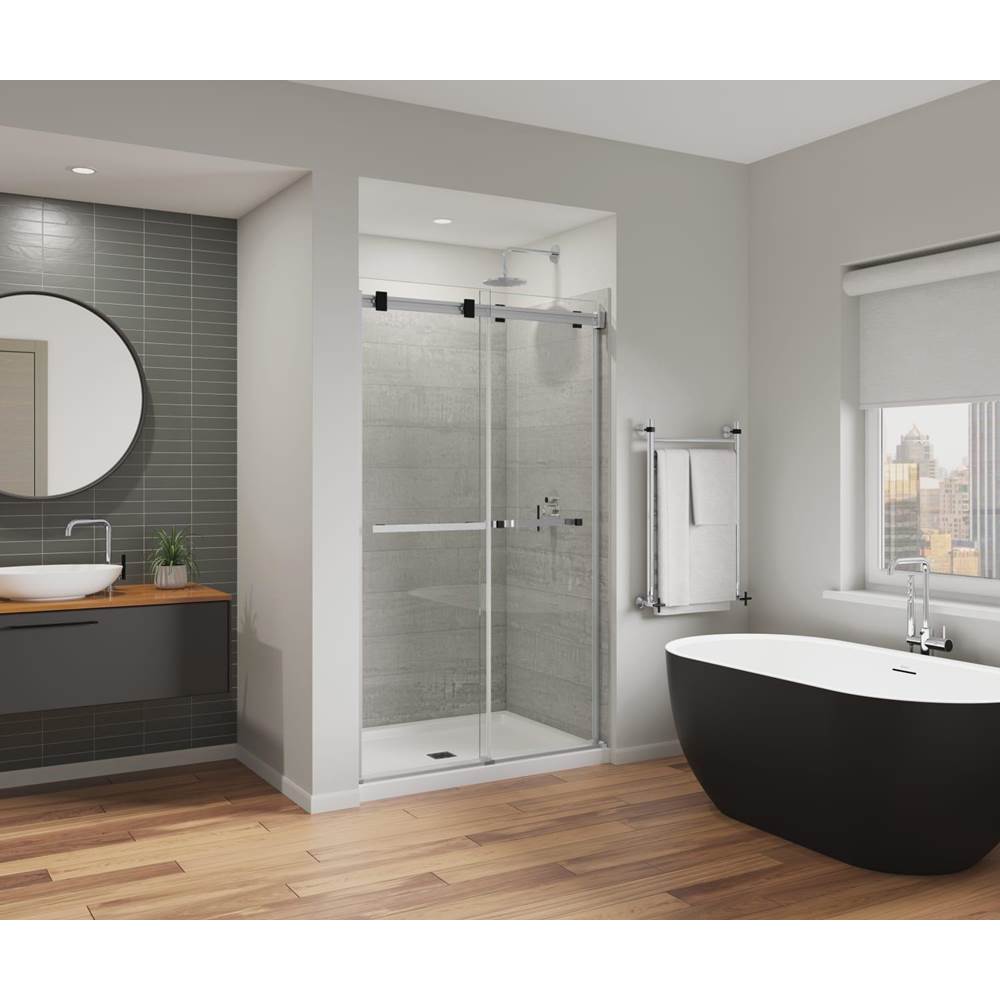 Maax Canada Duel Alto 44-47 X 78 in. 8mm Bypass Shower Door for Alcove Installation with GlassShield® glass in Chrome & Matte Black