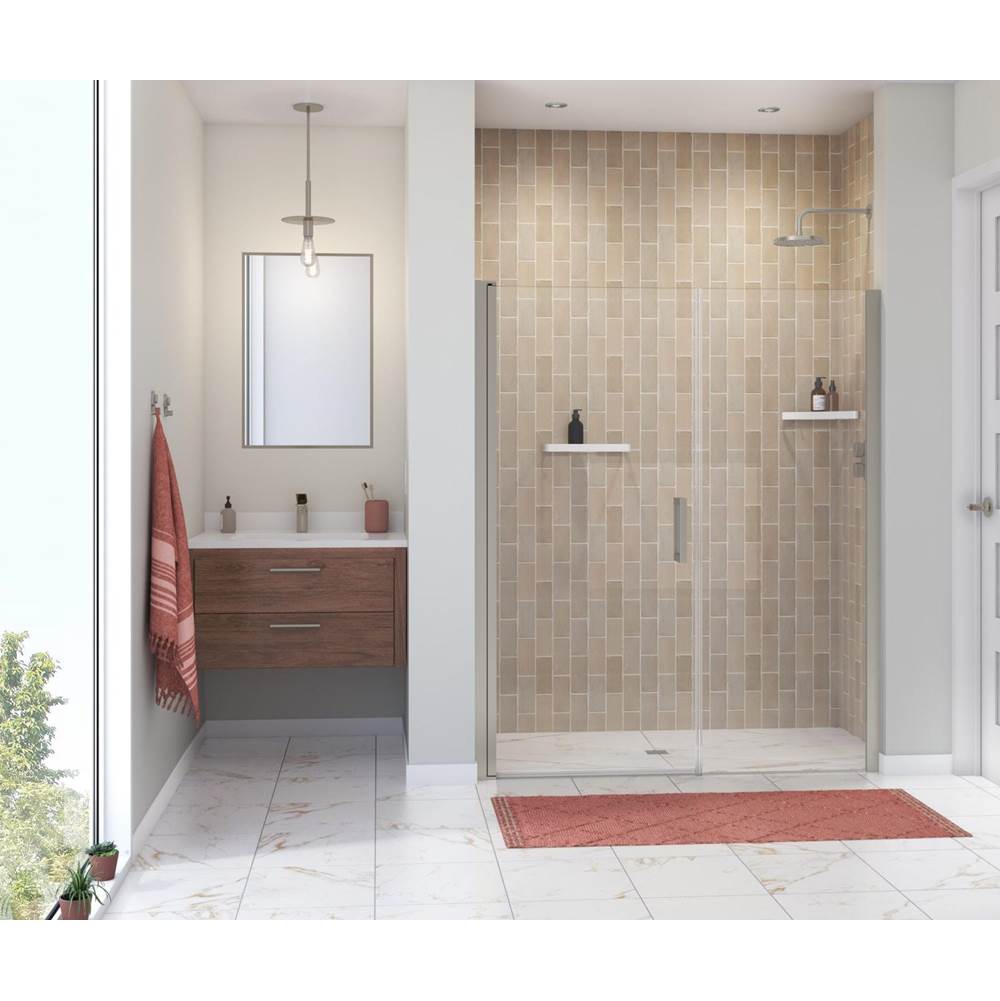 Maax Canada Manhattan 53-55 x 68 in. 6 mm Pivot Shower Door for Alcove Installation with Clear glass & Square Handle in Brushed Nickel