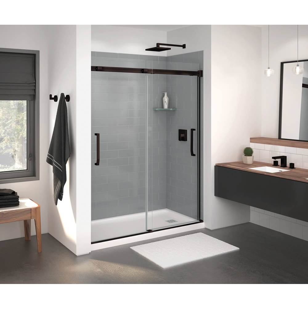 Maax Canada Inverto 56-59 in. x 74 in. Bypass Alcove Shower Door with Clear Glass in Dark Bronze