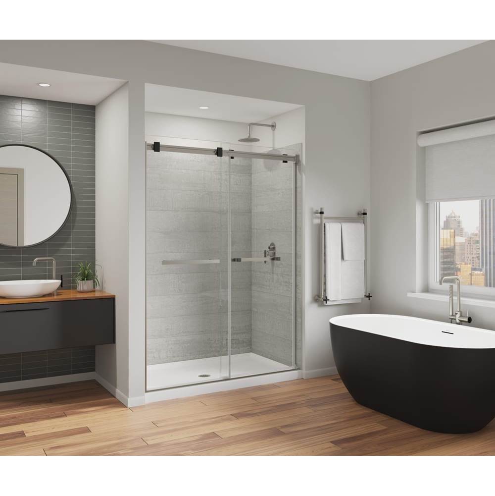 Maax Canada Duel Alto 56-59 X 78 in. 8mm Bypass Shower Door for Alcove Installation with GlassShield® glass in Brushed Nickel & Matte Black