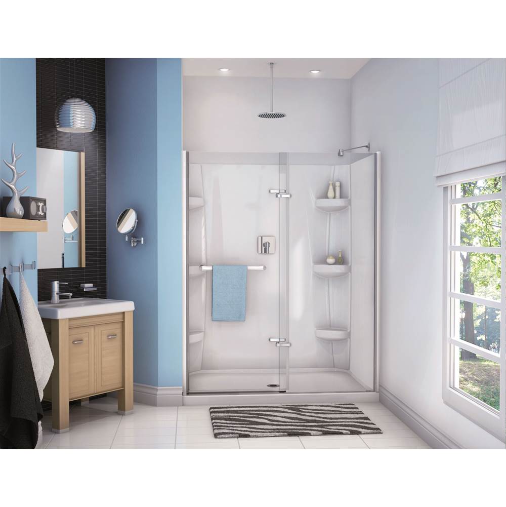 Maax Canada Reveal 51.5-54.5 in. x 71.5 in. Pivot Alcove Shower Door with Clear Glass in Chrome