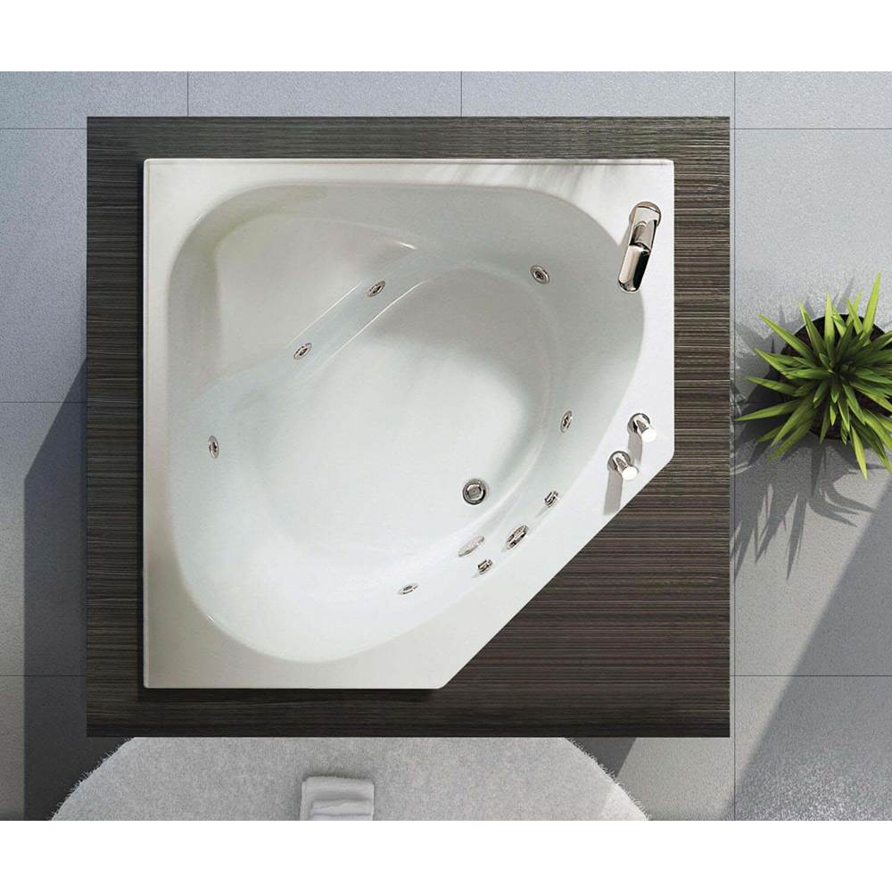 Maax Canada Tandem 54.125 in. x 54.125 in. Corner Bathtub with Combined Whirlpool/Aeroeffect System Without tiling flange, Center Drain Drain in White