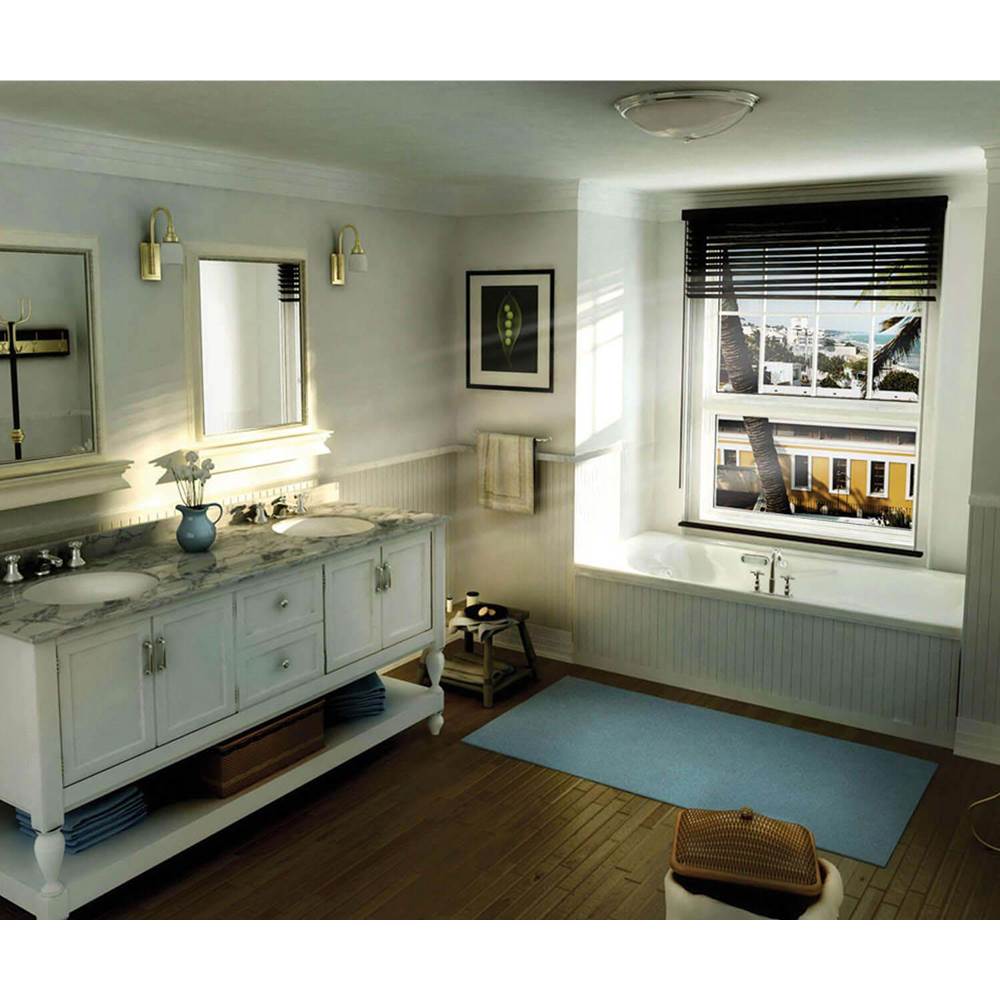 Maax Canada Topaz 59.75 in. x 32.125 in. Alcove Bathtub with Combined Hydromax/Aerofeel System End Drain in White