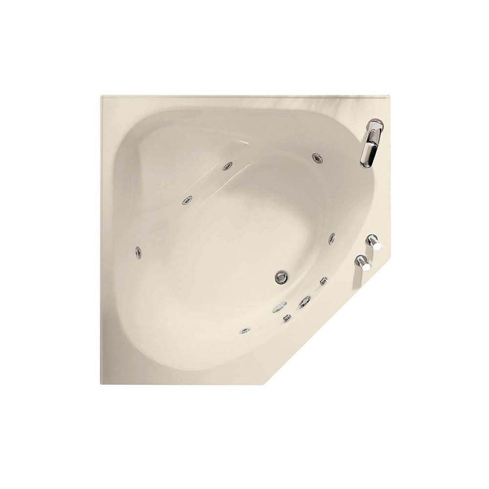 Maax Canada Tandem 59.5 in. x 59.5 in. Corner Bathtub with Whirlpool System With tiling flange, Center Drain Drain in Bone