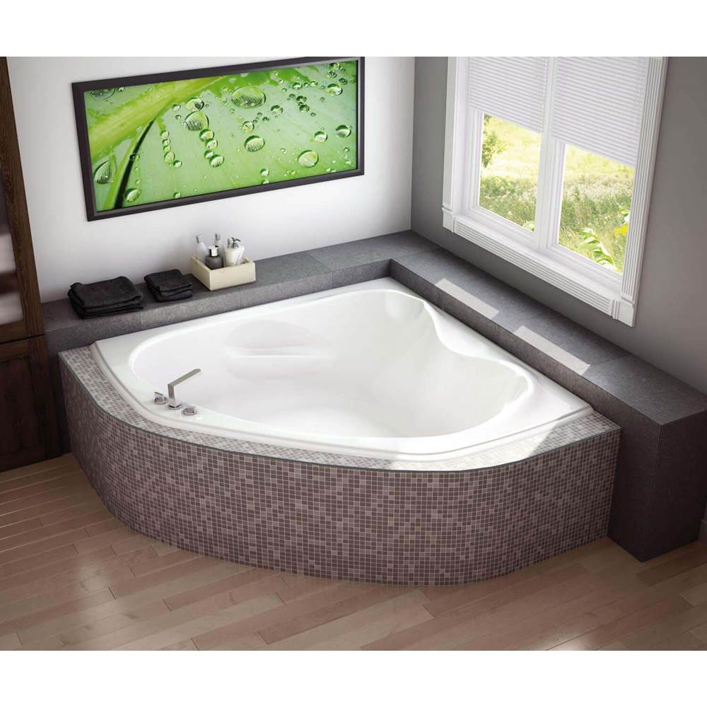 Maax Canada Vichy 59.75 in. x 59.75 in. Corner Bathtub with Whirlpool System Center Drain in White