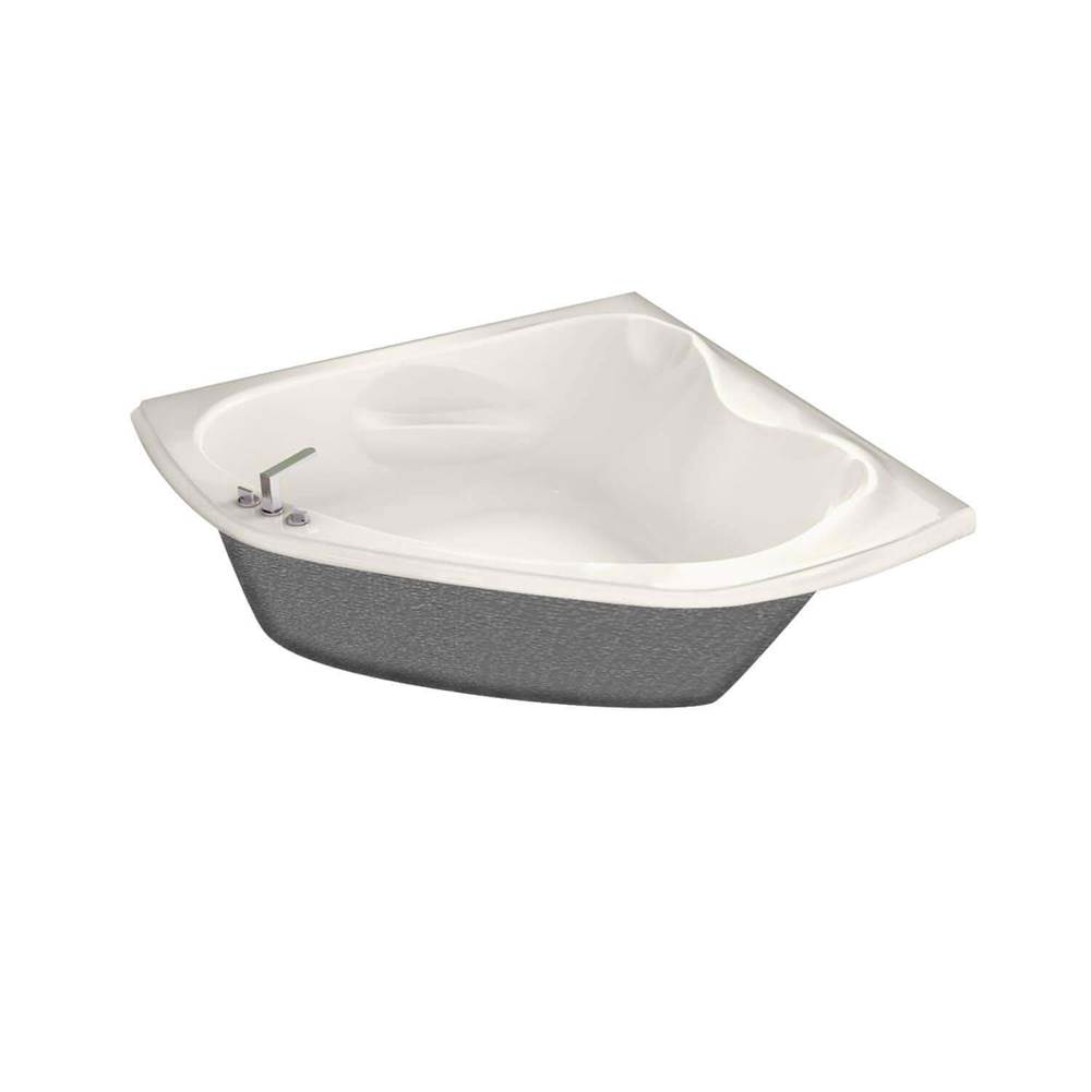 Maax Canada Vichy 54.75 in. x 54.75 in. Corner Bathtub with Whirlpool System Center Drain in Biscuit