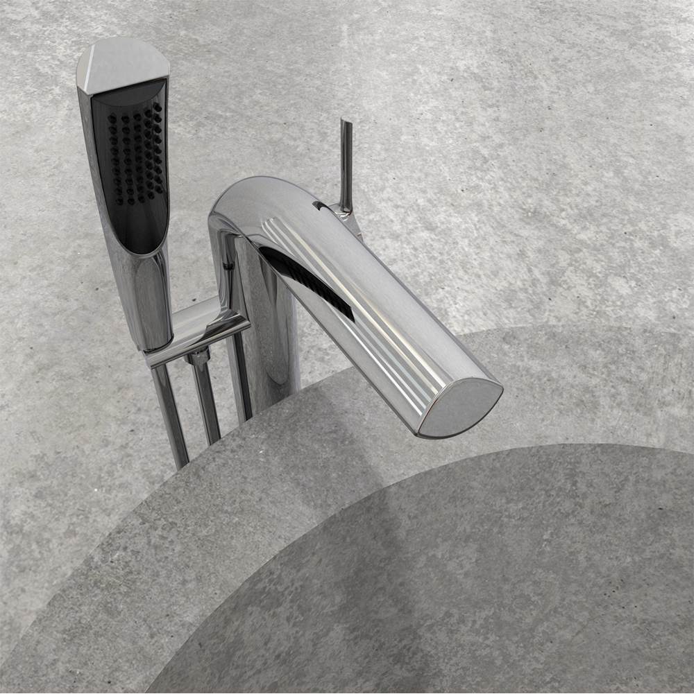 Nobua Floor Mount Bathtub Filler with Pressure Balanced, Hand Shower