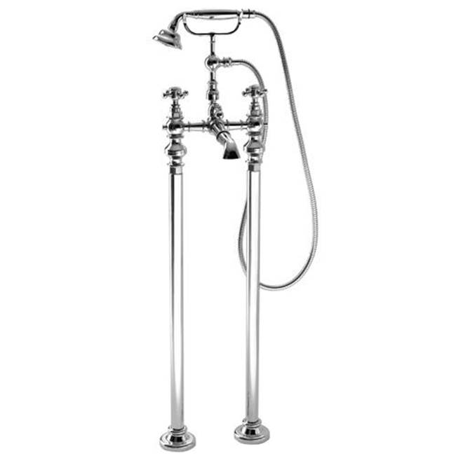 Palazzani ADAMS - Free standing tub faucet with diverter for handshower 7 3/32'' CC. Cross handles (CHROME-SWAROVSKI) 34x14x10 36lbs