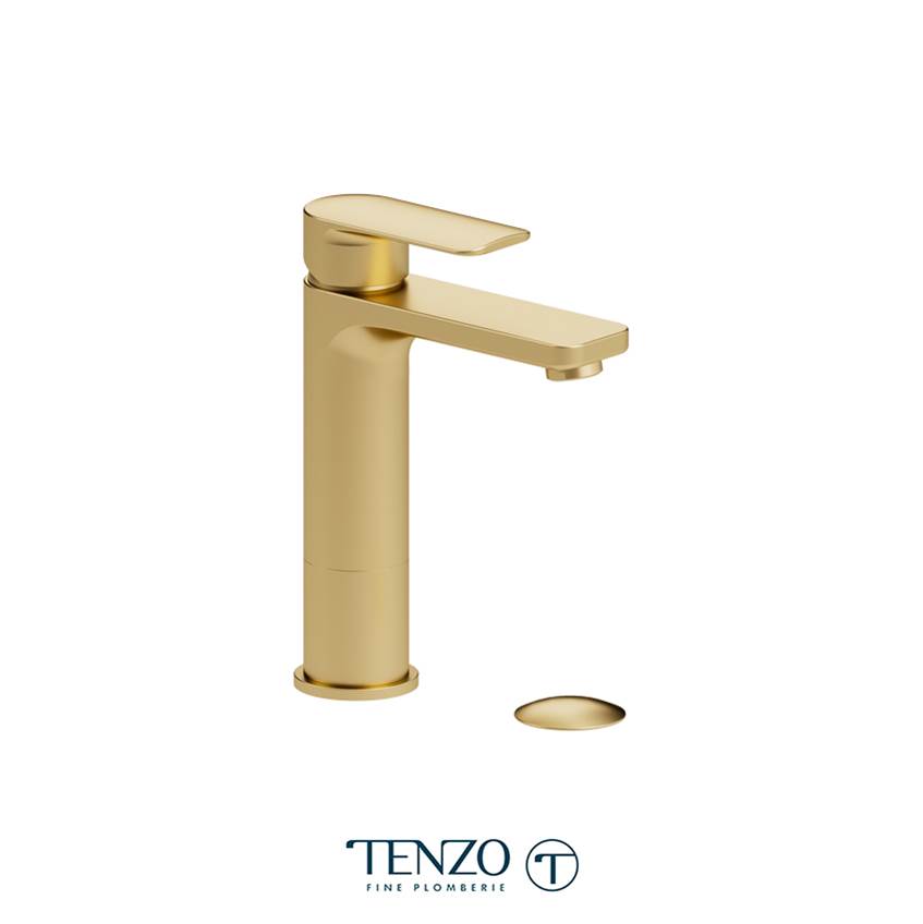 Tenzo Delano single hole tall lavatory faucet brushed gold with (overflow) drain