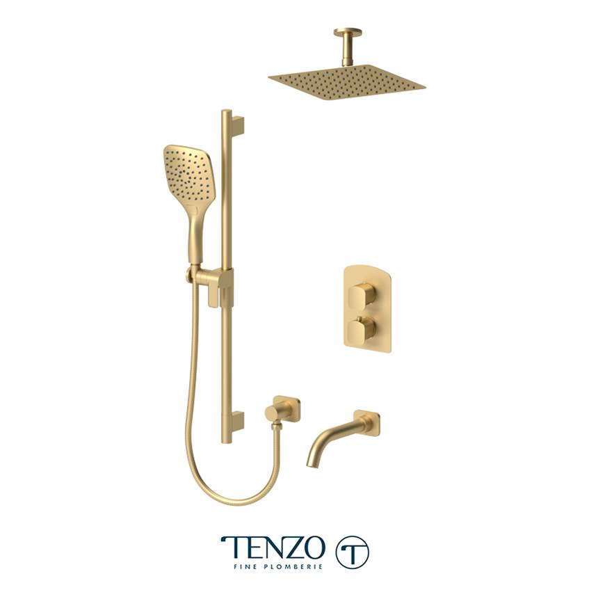 Tenzo Delano T-Box kit 3 functions pres bal brushed gold finish