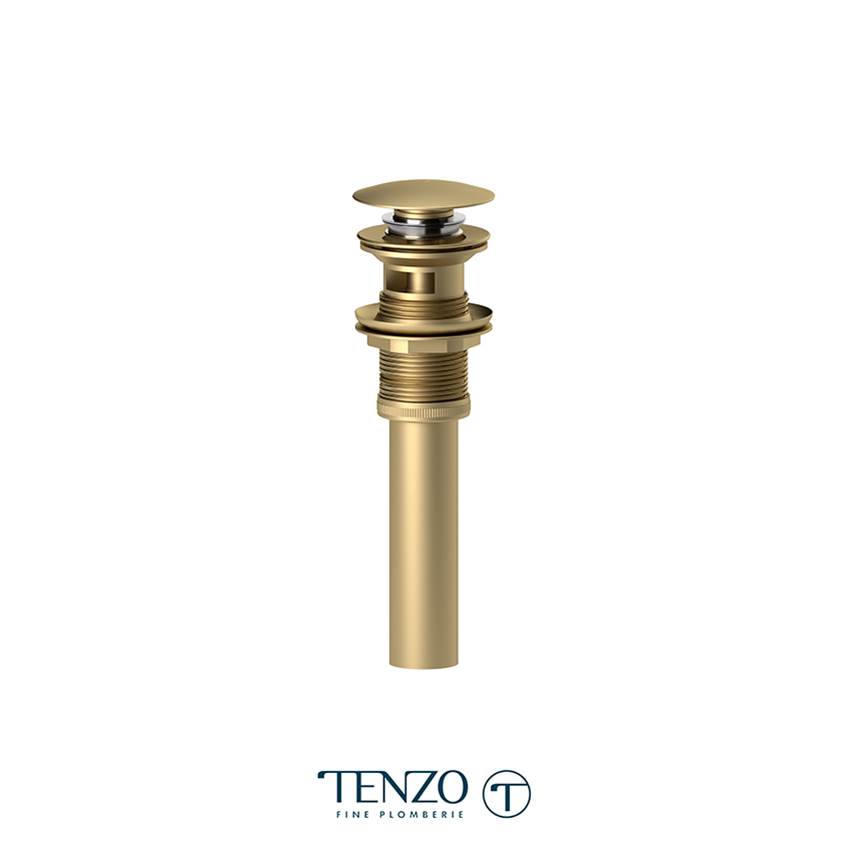 Tenzo Push pop-up drain with oveflow round brushed gold