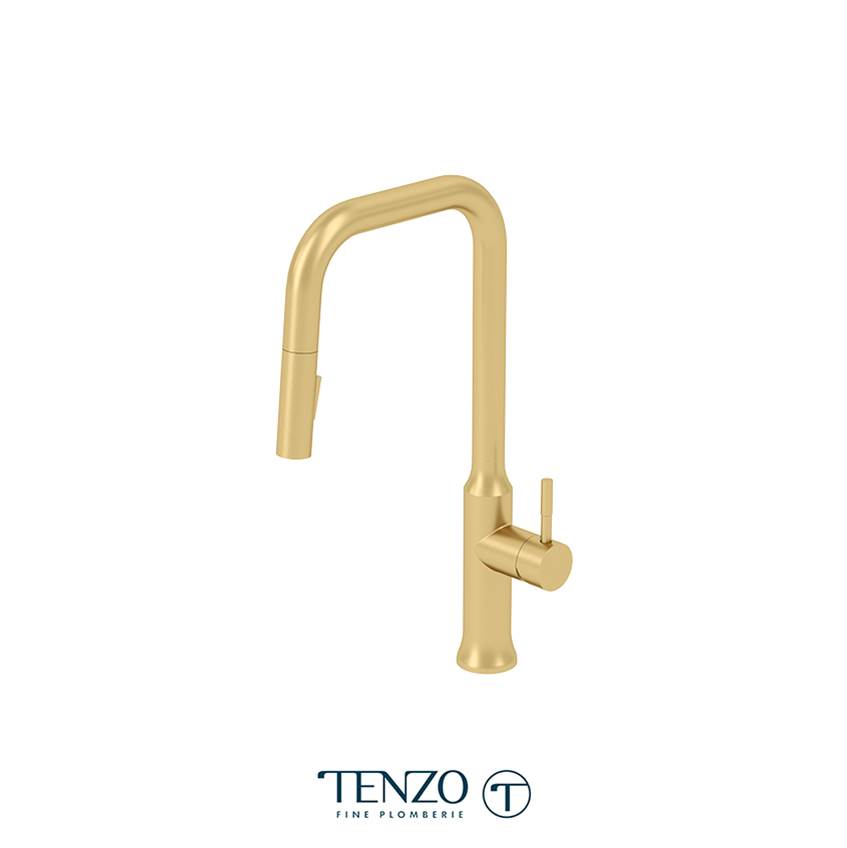 Tenzo Single-handle kitchen faucet Regia with pull-down & 2-Function hand shower brushed gold